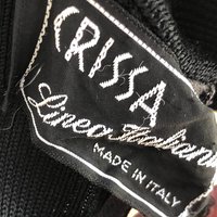 CRISSA 1970s vintage evening dress, black knit ruffled slip dress