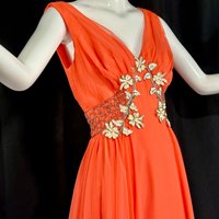 mike benet orange prom dress
