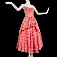 retro prom dress, vintage 1950s gown, cotillion prom dress