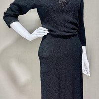 NUB-ILITY by Barbara Carol, v1950s vintage Hand Loomed Wool knit wiggle cocktail party dress