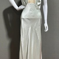 1930s vintage nightgown, Celadon green silk night dress