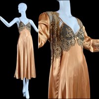 FM LINGERIE Canada, 1980s vintage sheath night gown and peignoir set