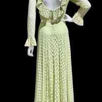 RICHILENE New York, celery green polka dot evening gown