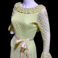 RICHILENE New York, celery green polka dot evening gown