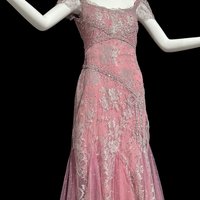 Bellville Sassoon Vintage Old Rose Pink Tulle Evening Gown