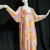 RALPH MONTENERO sheer floral slip dress and peignoir set