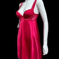 OLGA 1960s vintage babydoll nightgown, 91147 Ruby red mini