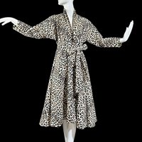 MAXAN 1950s evening coat, cotton animal print duster