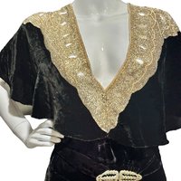 1930s vintage black silk velvet evening dress, Gatsby gown