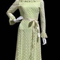 RICHILENE New York, celery green polka dot evening gown