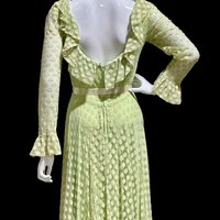 RICHILENE New York, celery green polka dot evening gown