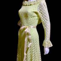 RICHILENE New York, celery green polka dot evening gown