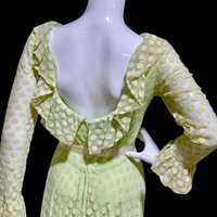 RICHILENE New York, celery green polka dot evening gown