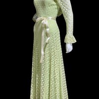 RICHILENE New York, celery green polka dot evening gown