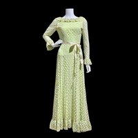 RICHILENE New York, celery green polka dot evening gown