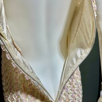 1960s Vintage mod party dress, Pink sequin & white ribbon mini cocktail evening dress