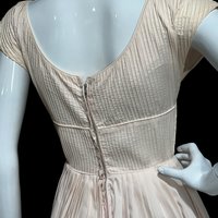 Jerell Jr. 1950s vintage dress, Palest pink cotton pin tuck dress, shelf bust, nipped waist fit and flare