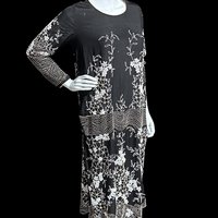 HOUSE OF ADAIR vintage 1920s dress, black and white shift beaded flapper dress