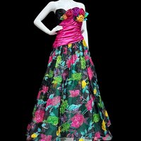 EUGENE ALEXANDER vintage 1980s evening dress ball gown, floral rosette evening dress