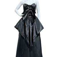 HOLLY HARP vintage 1980s ball gown, Black satin architectural peplum dress