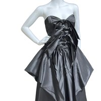 HOLLY HARP vintage 1980s ball gown, Black satin architectural peplum dress