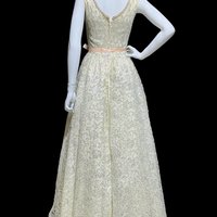 1950s wedding dress, vintage 50s evening bridal dress, White lace gown, fit and flare, 33 bust