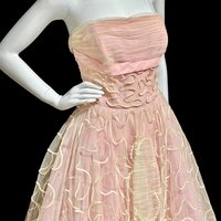 WILL STEINMAN ORIGINAL vintage 1950s prom dress, Pink tulle and sequins