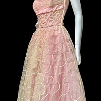 WILL STEINMAN ORIGINAL vintage 1950s prom dress, Pink tulle and sequins