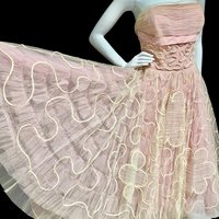 WILL STEINMAN ORIGINAL vintage 1950s prom dress, Pink tulle and sequins