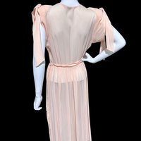 TULA 1940s vintage dressing gown, soft pink and blue Old Hollywood hostess house dress