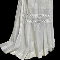 Victorian 1900s cotton maxi skirt, THE MARQUISE sheer cotton lace, hippie boho prairie summer lawn skirt, train