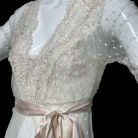 CLAIRE PETTIBONE, vintage nightgown robe set, sheer lace sheath night gown and peignoir set, dressing gown housecoat