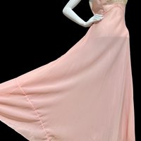 ELIZABETH ARDEN vintage 1940s nightgown, dusty pink sheer full length sleep dress, Old Hollywood night gown