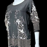 HOUSE OF ADAIR vintage 1920s dress, black and white shift beaded flapper dress