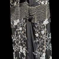 HOUSE OF ADAIR vintage 1920s dress, black and white shift beaded flapper dress