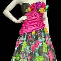EUGENE ALEXANDER vintage 1980s evening dress ball gown, floral rosette evening dress