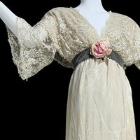 CAROL PERETZ 1980s vintage evening wedding dress, 100% SILK Edwardian Titanic style party gown, 34 bust