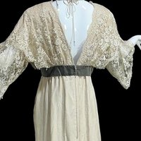 CAROL PERETZ 1980s vintage evening wedding dress, 100% SILK Edwardian Titanic style party gown, 34 bust