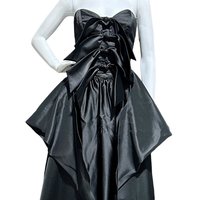 HOLLY HARP vintage 1980s ball gown, Black satin architectural peplum dress