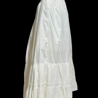 Antique Edwardian 1900s cotton maxi skirt, white pin tuck and embroidery