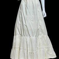 Antique Edwardian 1900s cotton maxi skirt, white pin tuck and embroidery