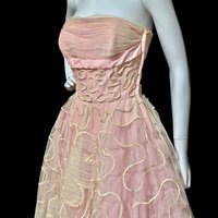 WILL STEINMAN ORIGINAL vintage 1950s prom dress, Pink tulle and sequins