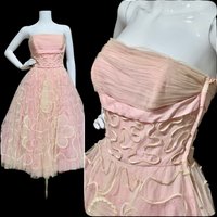 WILL STEINMAN ORIGINAL vintage 1950s prom dress, Pink tulle and sequins