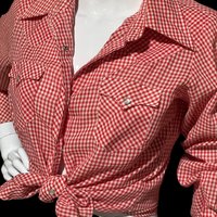 JC PENNEY'S vintage 1970s Red White Gingham western shirt , western apparel