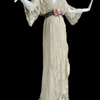 CAROL PERETZ 1980s vintage evening wedding dress, 100% SILK Edwardian Titanic style party gown, 34 bust