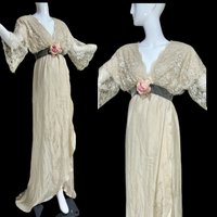 CAROL PERETZ 1980s vintage evening wedding dress, 100% SILK Edwardian Titanic style party gown, 34 bust