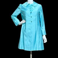 HELEN WHITING vintage 1960s dress set, cocktail dress and coat set, Robin's egg blue 