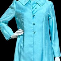 HELEN WHITING vintage 1960s dress set, cocktail dress and coat set, Robin's egg blue 