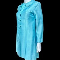 HELEN WHITING vintage 1960s dress set, cocktail dress and coat set, Robin's egg blue 