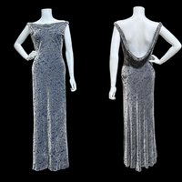 CARMEN MARC VALVO vintage evening dress, silk burnout sheath slip dress